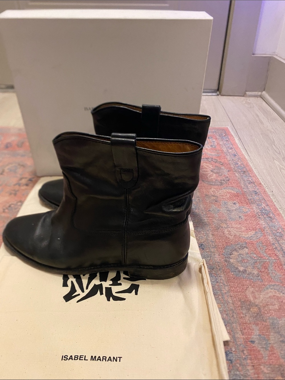 Isabel Marant Black Leather Mid-Calf Ankle Boots